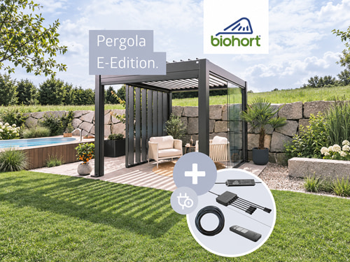 Gratis Elektro-Antrieb beim Kauf einer neuen Biohort Pergola