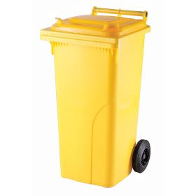 Abfallbehälter / Mülltonne aus Kunststoff, Inhalt 120 Liter, Tragfähigkeit 60 kg, gelb
