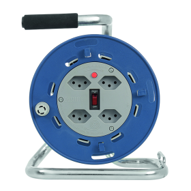 Steffen Kunststoff-Kabelrolle LOOP, 4 x T13, Td 3×1 mm², Thermoschutz, IP20, blau/grau, Kabellänge 15 m