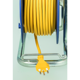Steffen Kunststoff-Kabelrolle LOOP, 4 x T13, Td 3×1 mm², Thermoschutz, IP20, blau/grau, Kabellänge 25 m