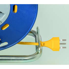Steffen Kunststoff-Kabelrolle LOOP, 4 x T13, Td 3×1 mm², Thermoschutz, IP20, blau/grau, Kabellänge 25 m