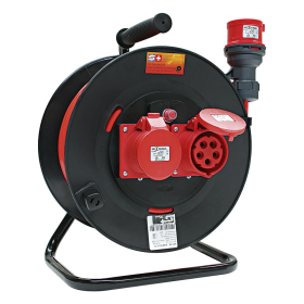 Steffen Kunststoff-Kabelrolle INDUSTRIE, 2xCEE16/5 Bauflex, 5G1.5 mm², 16 A, Thermoschutz, IP44, schwarz, 33 m