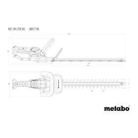 Metabo Taille-haies à batterie HS 18 LTX 55, longueur de coupe 53 cm, avec 2x batterie Li-Power (18 V / 2.0 Ah) et chargeur