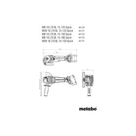 Metabo Akku-Winkelschleifer WB 18 LTX BL 15-180 Quick, 18 V (Solo) mit metaBOX 165 L
