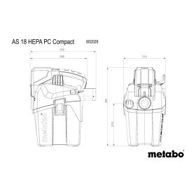 Metabo Aspirateur à batterie AS 18 HEPA PC Compact, 18 V avec nettoyage manuel du filtre et filtre Hepa