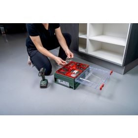 Metabo Set de perceuses-visseuses à batterie BS 18, 18 V avec 2x batteries Li-Power (18 V / 2.0 Ah), chargeur SC 36 et atelier mobile