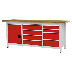 Bedrunka+Hirth Kastenwerkbank, R 18-16 und R 24-16, Schubladenanzahl 9, Anzahl Flügeltüre 1, BxTxH 2000 x 600 x 859 mm, Schubladetragkraft 50 kg