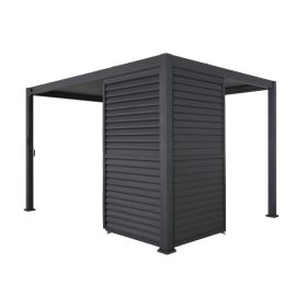 Elément de paroi de protection visuelle avec lamelles réglables, pour pergola en aluminium 3 + 6 m, noir