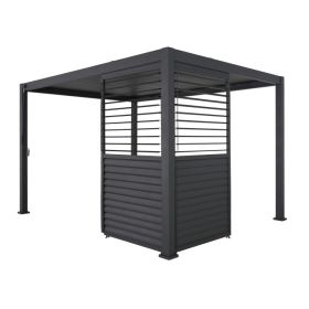 Elément de paroi de protection visuelle avec lamelles réglables, pour pergola en aluminium 4 m, noir