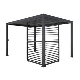 Elément de paroi de protection visuelle avec lamelles réglables, pour pergola en aluminium 3 + 6 m, noir