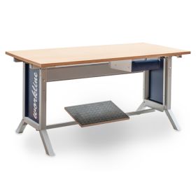 Bedrunka+Hirth Arbeitstisch workline, mit Fussstütze und elektrische Höhenverstellung, BxT 1000 x 750 mm
