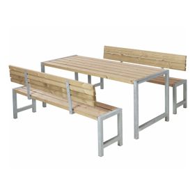 Planches-Meuble de jardin avec table et banc à s'asseoir, quatre couleurs, avec ou sans dosserets