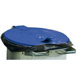 Metall-Abfallbehälter verzinkt, Inhalt 110 L, Materialstärke 1,0 mm, Deckel blau