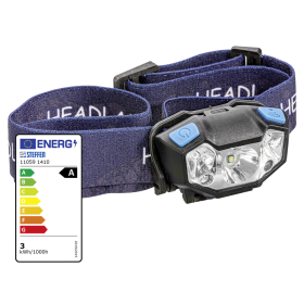 Steffen LED Stirnlampe 120, 3 W, 120 lm, IPX4, 2-stufig dimmbar, Leuchtweite 40 m, schwarz/blau