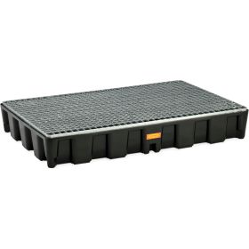 PE-Auffangwanne mit verzinkten Stahl-Gitterrost, Auffangvolmen 120 l, 1200 x 800 x 180 mm