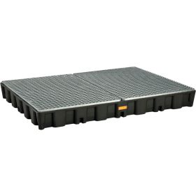 PE-Auffangwanne mit verzinkten Stahl-Gitterrost, Auffangvolmen 250 l, 1600 x 1200 x 180 mm