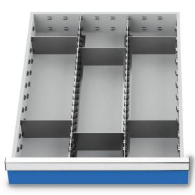 Compartimentage des métallique set 8 pièces, R 18-24, dimension utiles des tiroirs 450 x 600 mm, en 5 hauteurs de façade