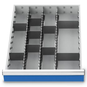 Compartimentage des métallique set 12 pièces, R 18-24, dimension utiles des tiroirs 450 x 600 mm, en 5 hauteurs de façade
