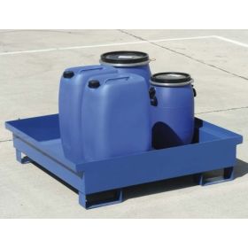 Auffangwanne für 4 x 200 l Fässer, lackiert, ohne Gitterrost, 1200 x 1200 x 260 mm