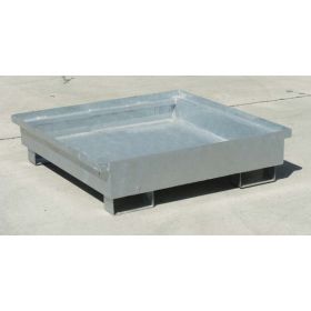 Auffangwanne für 4 x 200 l Fässer, verzinkt, ohne Gitterrost, 1200 x 1200 x 260 mm
