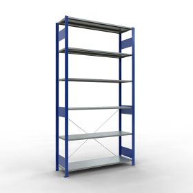 Komplettregal Multiplus 150, RAL 5010 / verzinkt, Basisregal, 2500 x 400 x 1300 mm