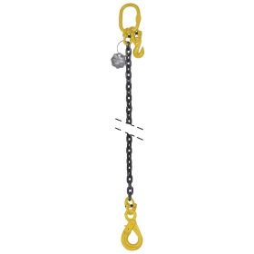 Anschlagkette 1-Strang, Güteklasse 8, Ø 10 mm, Tragfähigkeit 3150 kg, Länge 2 m, selbstsichernder Haken und Gabelhaken