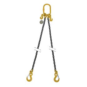 Anschlagkette 2-Strang, Güteklasse 8, Ø 8 mm, 2000 - 2800 kg, Länge 2 m, mit 2 Ösenhaken und 2 Gabelhaken