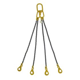 Élingue en chaîne à 4 brins, classe de qualité 8, Ø 8 mm, 3000 - 4250 kg, longueur 1 m, avec 4 crochets autobloquants