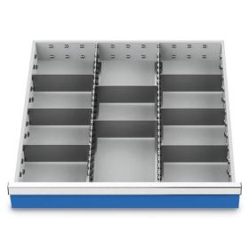 Compartimentage des métallique set 10 pièces, R 24-24, dimension utiles des tiroirs 600 x 600 mm, en 5 hauteurs de façade