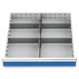 Compartimentage des métallique set 5 pièces, R 24-24, dimension utiles des tiroirs 600 x 600 mm, en 4 hauteurs de façade