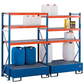 Schulte W-100 Umweltregal-Set für die Lagerung wassergefährdender Stoffe, BxTxH 2000 x 1250 x 600 mm