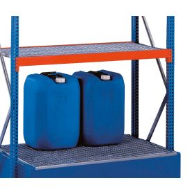 Schulte W-100 Umweltregal-Set für die Lagerung wassergefährdender Stoffe, blau/orange/verzinkt, Basisregal, BxTxH 2000 x 1250 x 600 mm