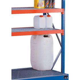 Schulte W-100 Umweltregal-Set für die Lagerung wassergefährdender Stoffe, blau/orange/verzinkt, Anbauregal, BxTxH 2000 x 1250 x 600 mm