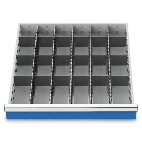 Compartimentage des métallique set 23 pièces, R 24-24, dimension utiles des tiroirs 600 x 600 mm, en 5 hauteurs de façade