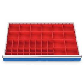Kleinteilekästen Set 40-teilig, R 36-24, Schubladennutzmass 900 x 600 mm, in 3 Blendenhöhen