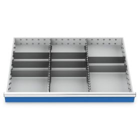 Metalleinteilung Set 10-teilig, R 36-24, Schubladennutzmass 900 x 600 mm, in 4 Blendenhöhen