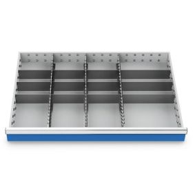 Metalleinteilung Set 15-teilig, R 36-24, Schubladennutzmass 900 x 600 mm, in 4 Blendenhöhen