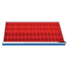 Kleinteilekästen Set 48-teilig, R 48-24, Schubladennutzmass 1200 x 600 mm, in 2 Blendenhöhen