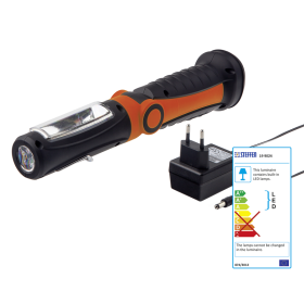 Steffen LED Akku-Handlampe WORKLIGHT 2.5 W (18 W), 230 lm, 6000K, 120° schwenkbar, IP20, schwarz/orange