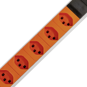 Steffen Multiprise ALU MODULAR PDU SILVER 1HE, 8 x T23, 16 A, IP20, câble de 3 m, argent/orange