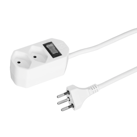 Steffen Multiprise COMPACT, 2 prises de courant T13, avec interrupteur, 10 A, IP20, câble de 1.5 m, blanc