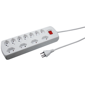 Steffen Multiprise POWER EASY, 11 prises de courant T13, IP20, câble de 1,5 m, avec protection contre les surintensités, blanc