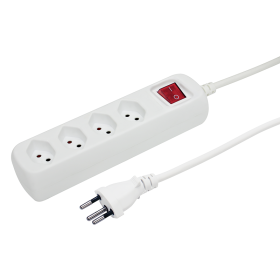 Steffen Multiprise POWER EASY, 2 pcs. (lot de 2), IP20, câble de 1.5 m, avec interrupteur et protection contre les surintensités, blanc