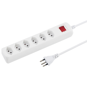 Steffen Multiprise POWER EASY, 2 pcs. (lot de 2), IP20, câble de 1.5 m, avec interrupteur et protection contre les surintensités, blanc