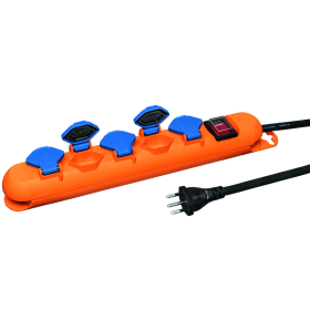 Steffen Steckdosenleiste STRONG, 5 x T13, mit Schalter, 10 A, IP21, Kabel 3 m (GdV 3x1.5mm²), orange