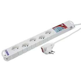 Steffen Multiprise VARIABL, 5 prises de courant T13, avec protection contre la foudre et les surtensions, câble de 3 m, blanc