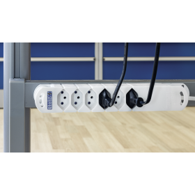 Steffen Multiprise VARIABL, 6 prises de courant T13, avec fiche pour appareils froids C14 (T113), câble de 3 m, blanc