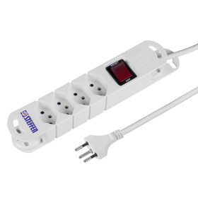 Steffen Multiprise VARIABL, avec interrupteur, protection contre les contacts accidentels et aimants, câble de 5 m, blanc