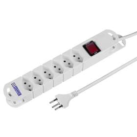 Steffen Multiprise VARIABL, avec interrupteur, protection contre les contacts accidentels et aimants, câble de 5 m, blanc