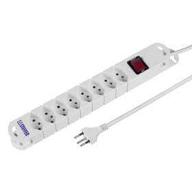 Steffen Multiprise VARIABL, avec interrupteur, protection contre les contacts accidentels et aimants, câble de 5 m, blanc
